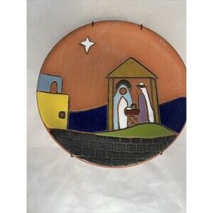 Holy Family Enamel On Terra Cotta Plate